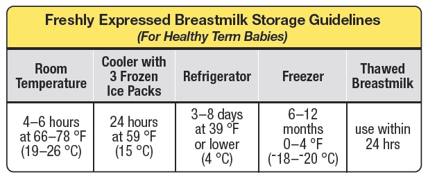 Breast Milk Storage Chart