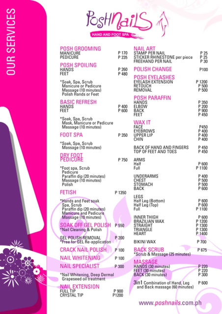 Posh Nails Menu of Services